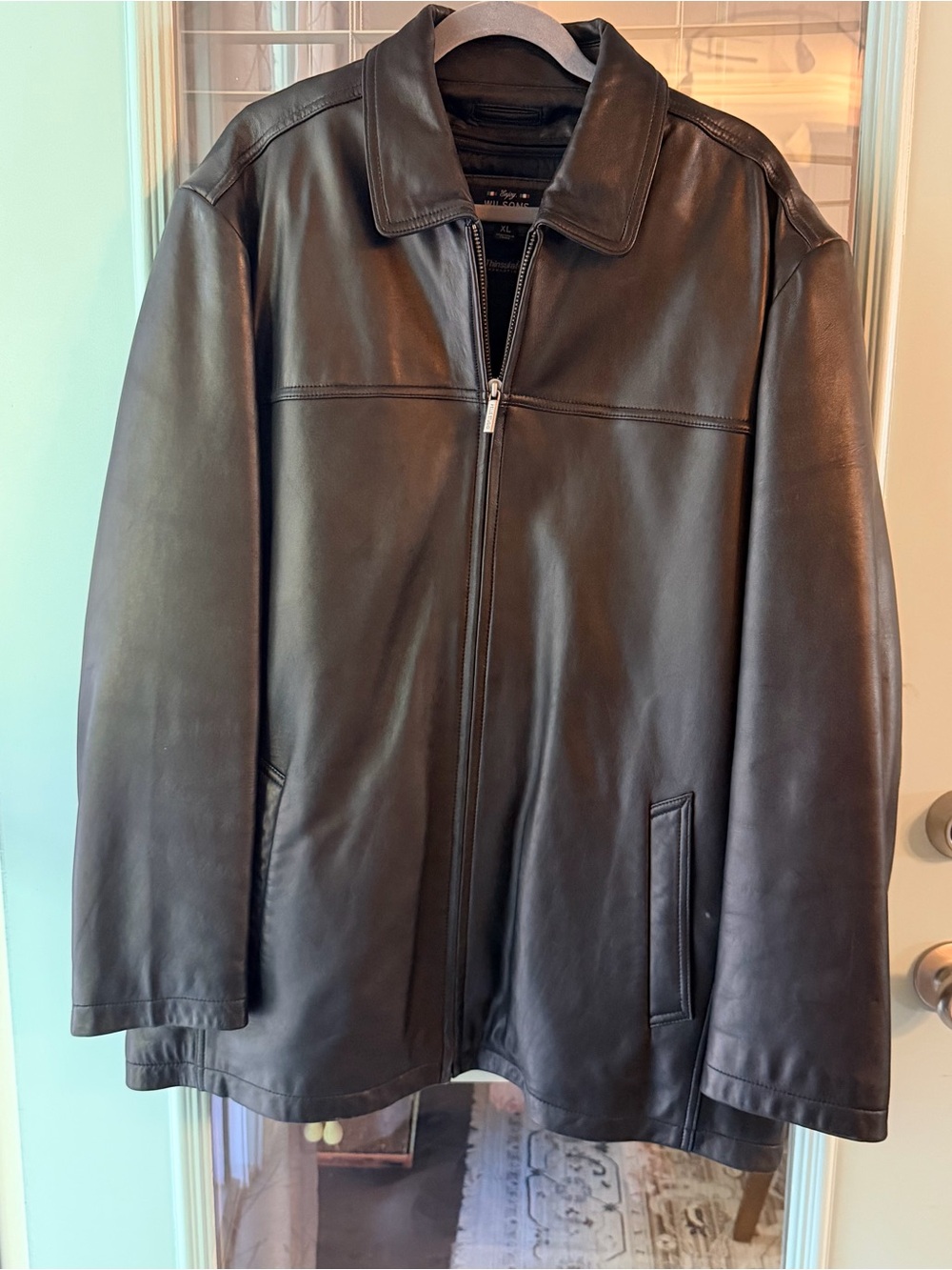 Men’s Wilsons Leather Black Leather Zip-Front Jacket
